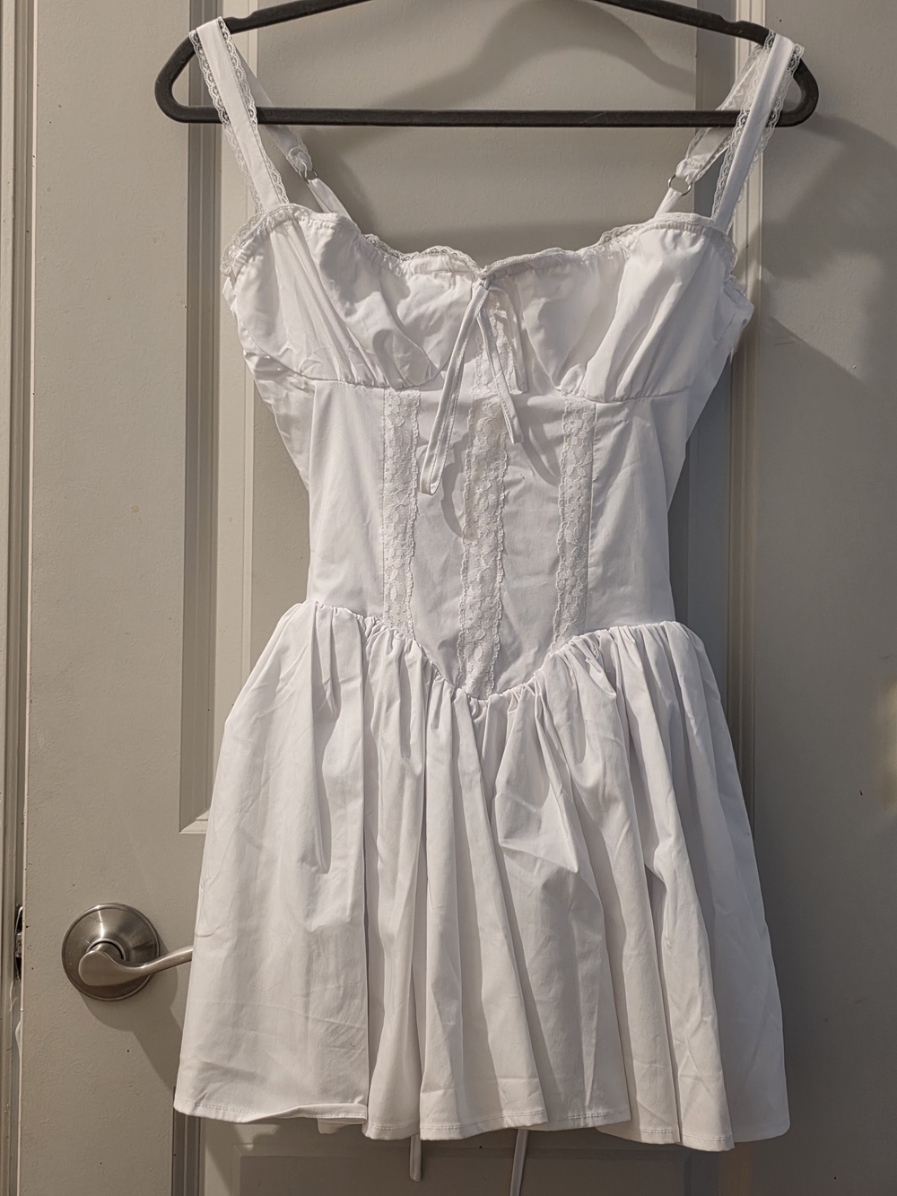 White Lace-Trim Sundress with Corset Bodice